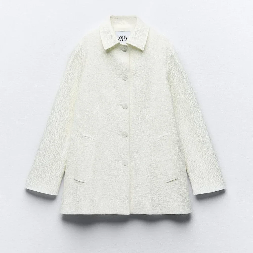 Zara Women TEXTURED COAT Size M NEW WITH TAG! - Picture 6 of 9